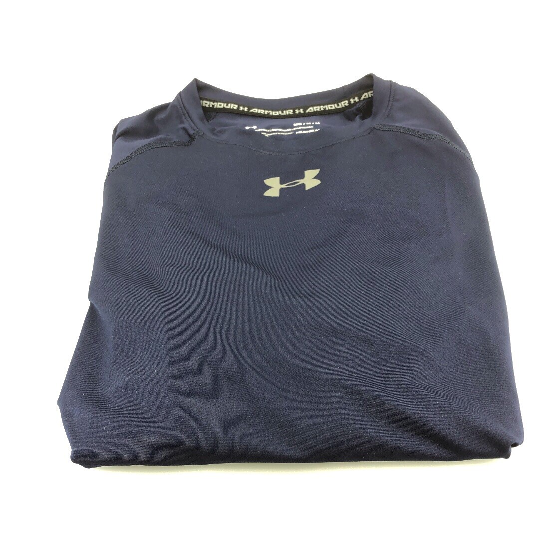 Under Armour Compression Heat Gear Mens Navy Blue Short Sleeve Shirt Med
