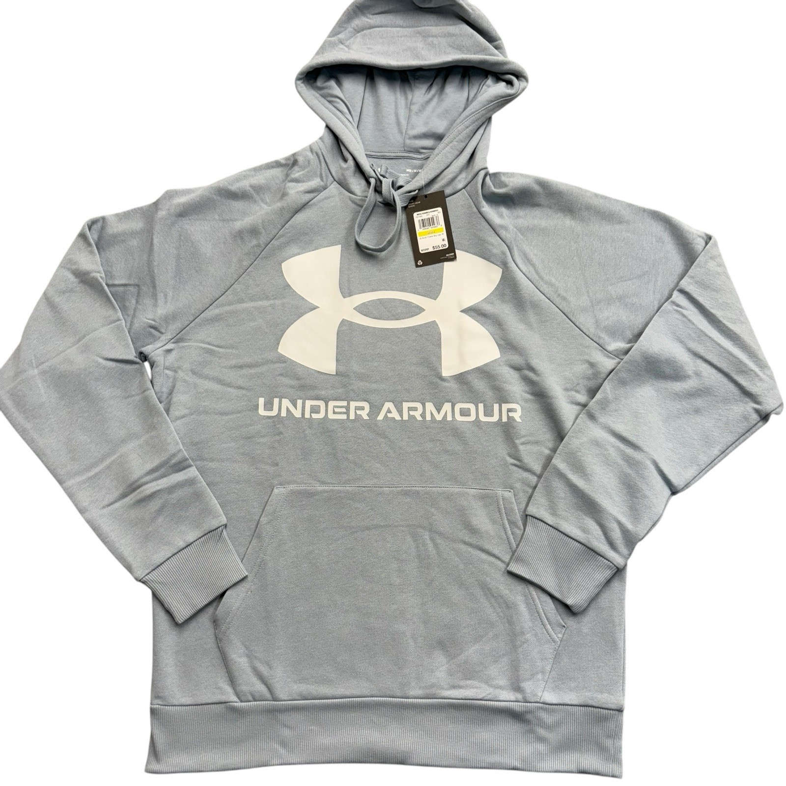 NWT Under Armour Hoodie Sweatshirt Light Blue Large Logo Kangaroo Pocket Size M