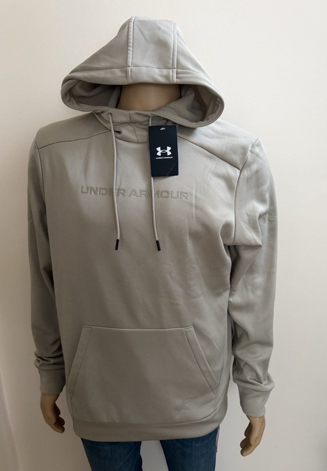 $60 Under Armour Men Armour Fleece Graphic Hoodie 1379744 299 City Khaki Beige M
