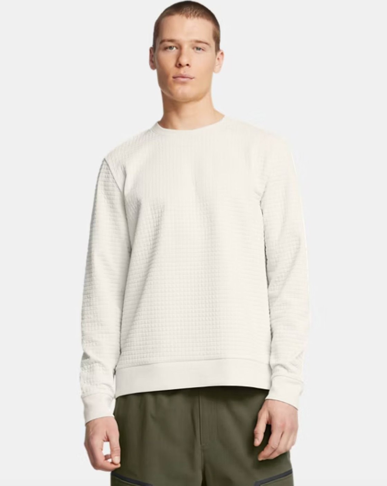 C243 Under Armour Unstoppable Fleece Grid Men’s Crew Pullover  Small Summit Whit