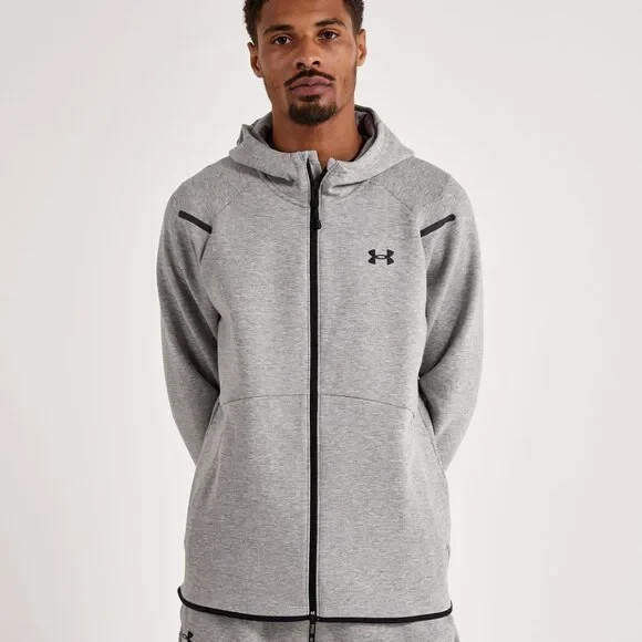 Under Armour Men’s Light Grey Heather Unstoppable Fleece Full-Zip Hoodie Size XL