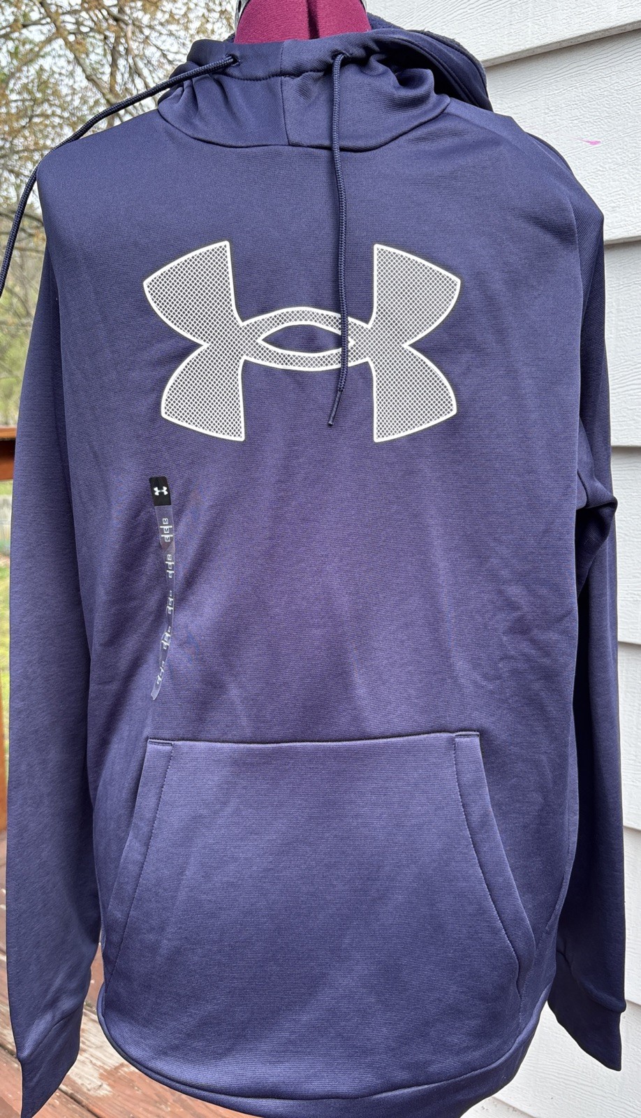 Under Armour Navy Blue Men’s MEDIUM Fleece Big Logo Hoodie Loose Fit NWT