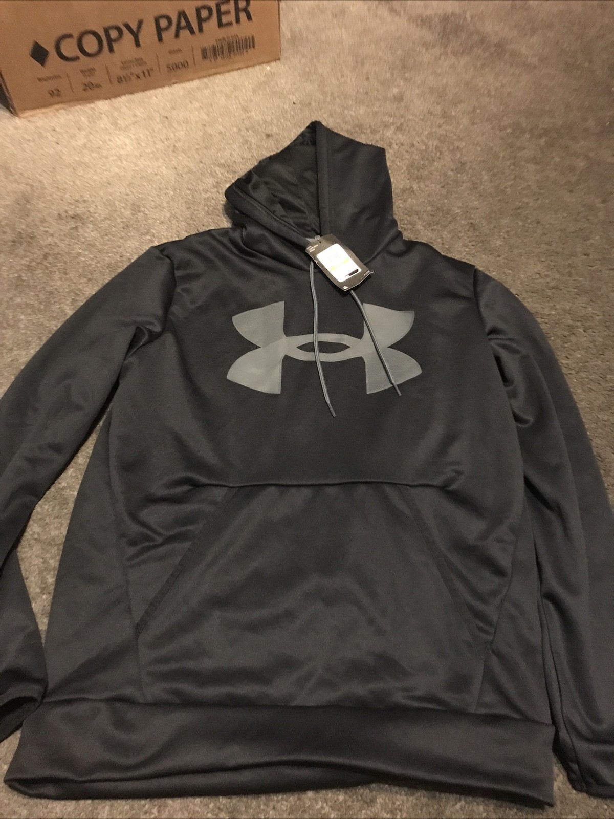 Under Armour Men’s Armour Fleece Big Logo Hoodie Black / Gray Sz S 1357085 001