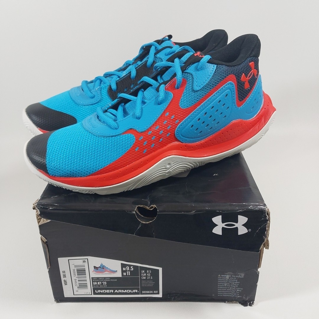 NWB-UNDER ARMOUR JET ’23 UNISEX SHOES BLUE/Red SIZE M 9.5