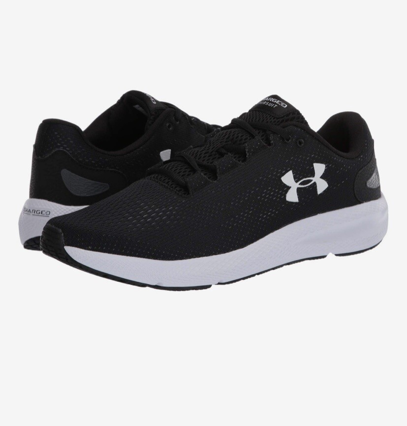 Under Armour Men’s Charged Pursuit 2 Shoes Black White Size 8 NWOB