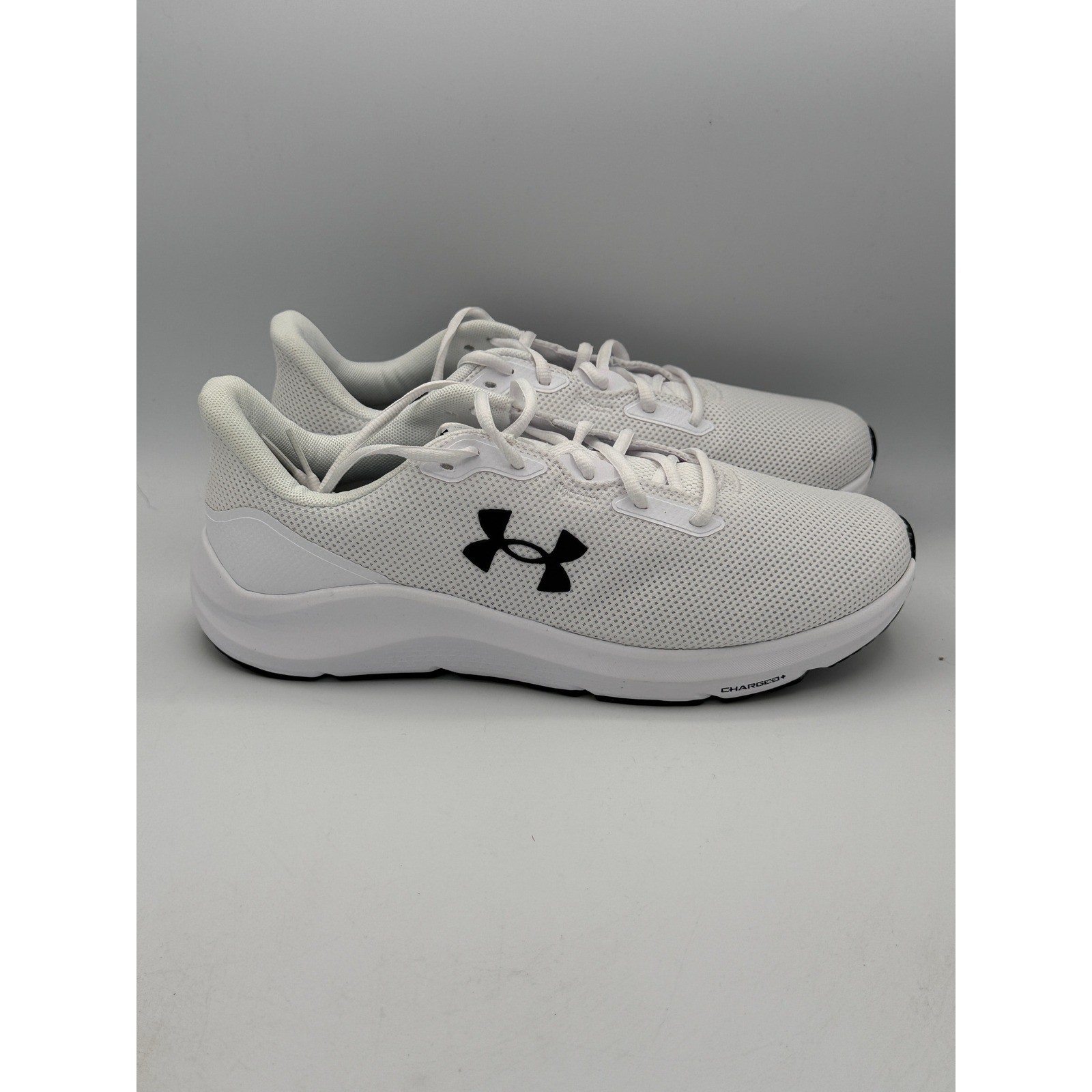 Under Armour UA Charged Pursuit 4 Shoes Men 10.5 White Black Running 3028254-100