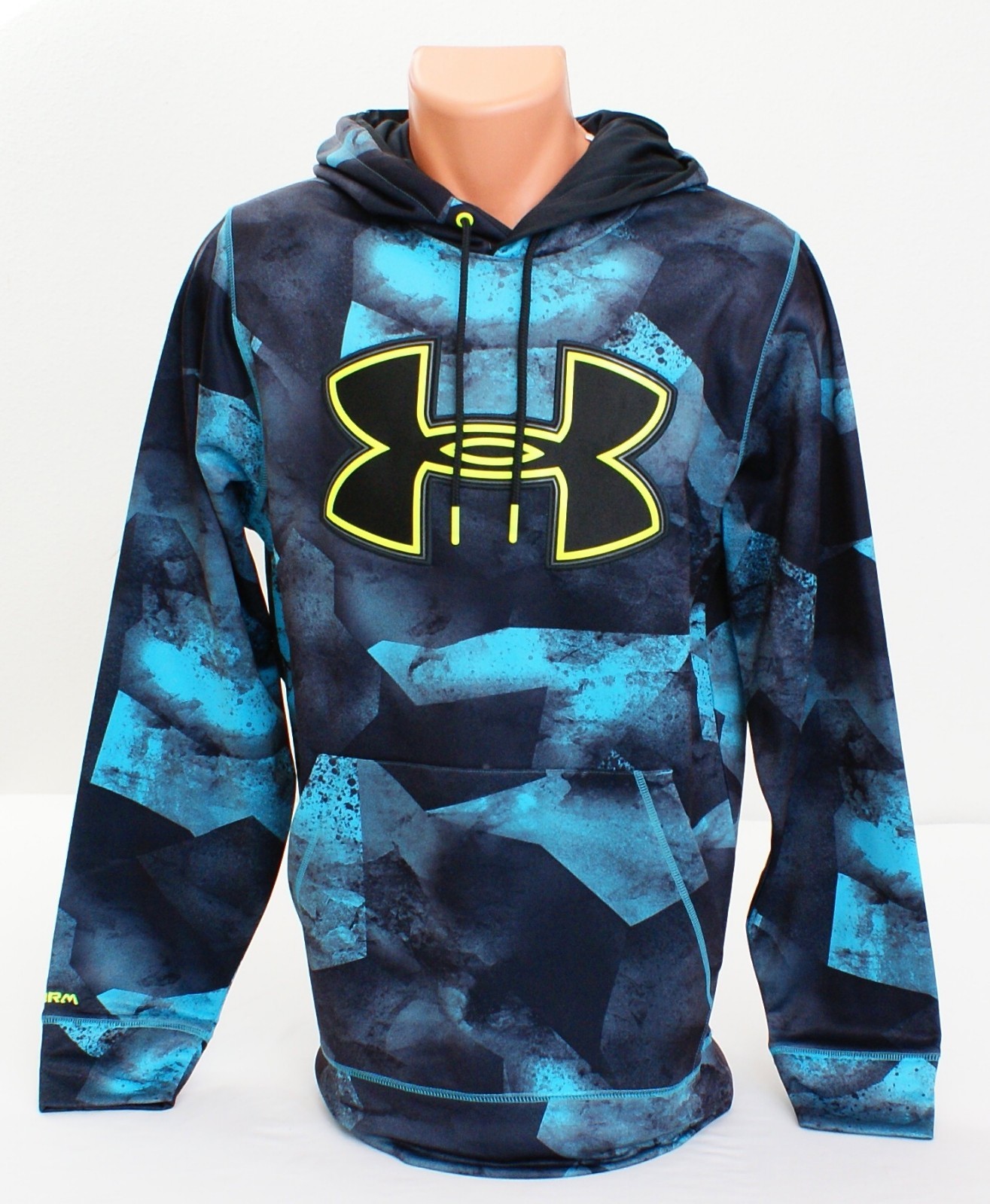 Under Armour Storm Blue Printed Big Logo Hooded Sweatshirt Hoodie Men’s NWT