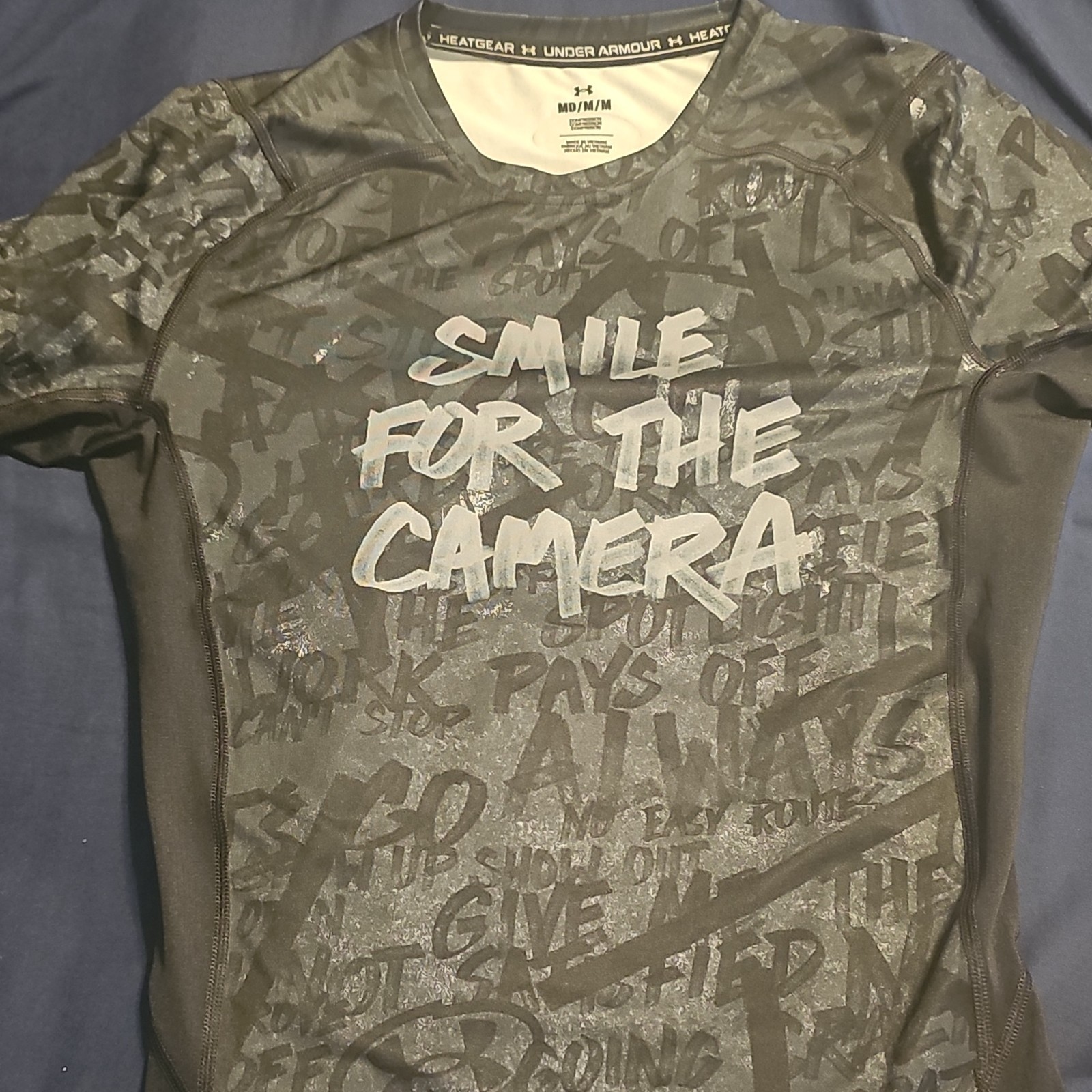 Under Armour HeatGear Compression Lightweight Graphic T-Shirt Black Gray Men’s M