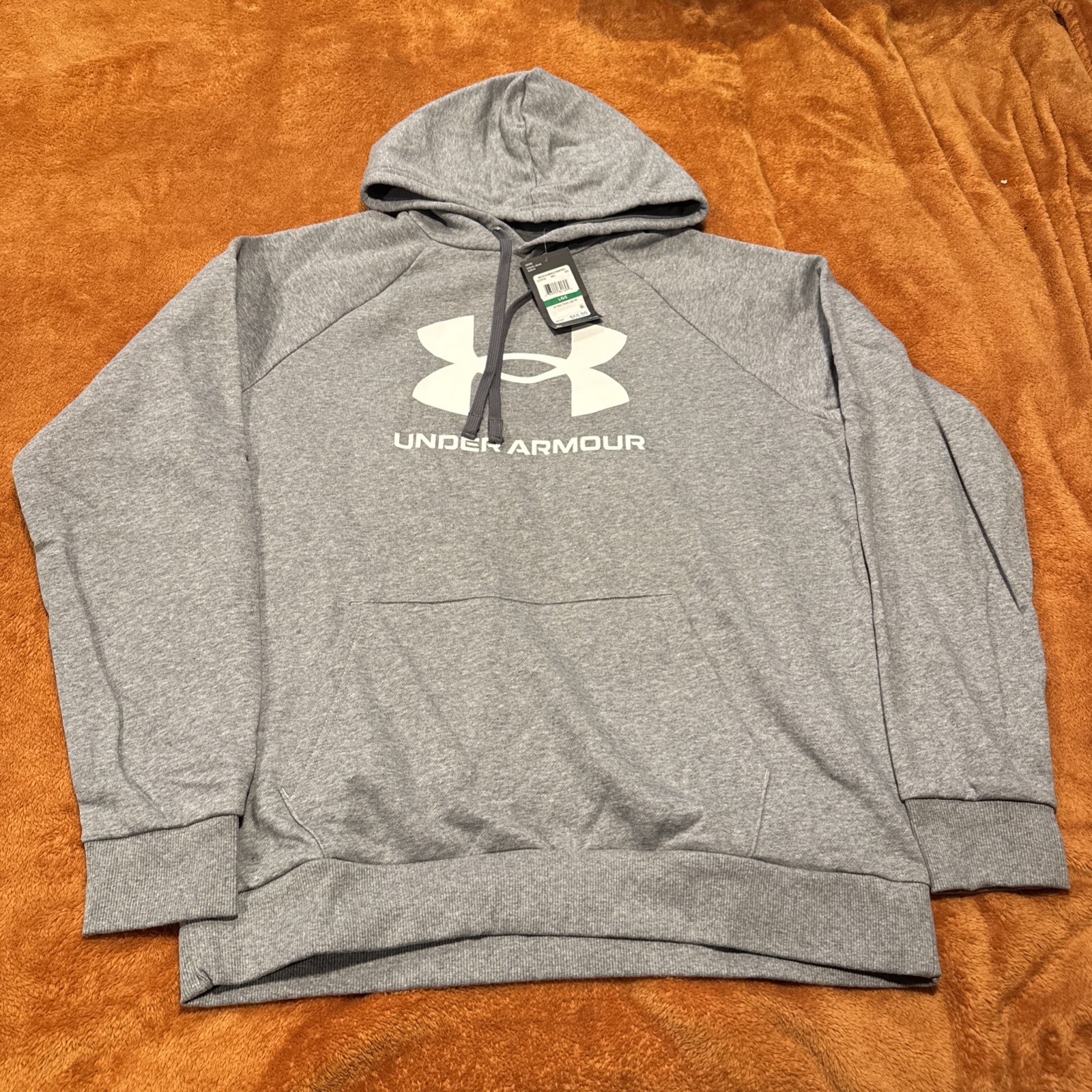 PICK SIZE – Under Armour 1379758 Men’s Gray UA Rival Fleece Big Logo Hoodie Grey