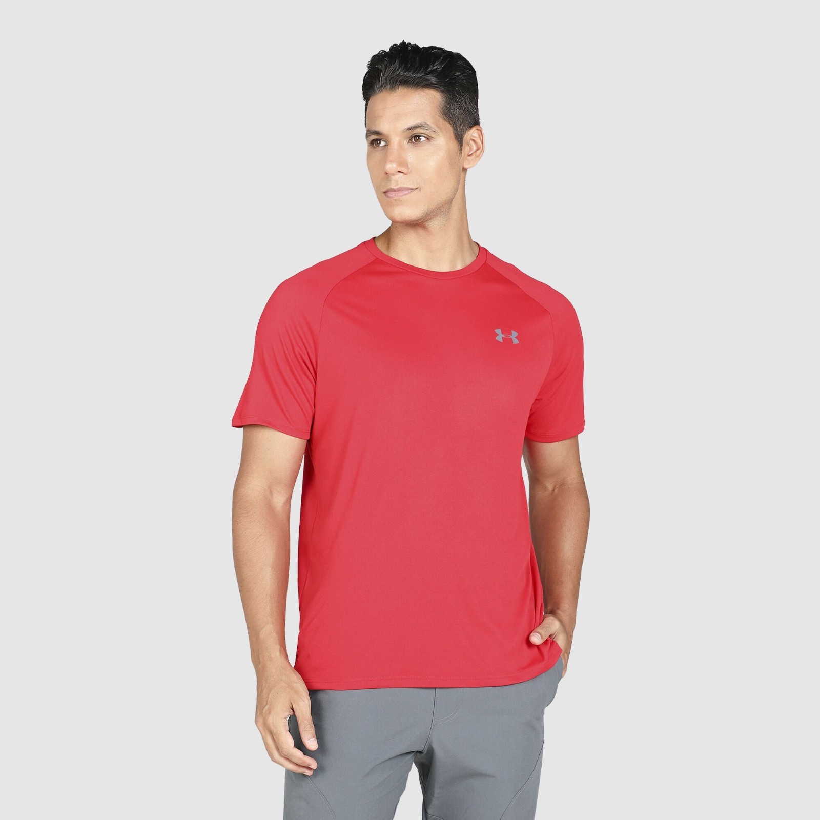Under Armour Tech 2.0 T-Shirt Men’s Red Graphite Short Sleeve Activewear DSGL30