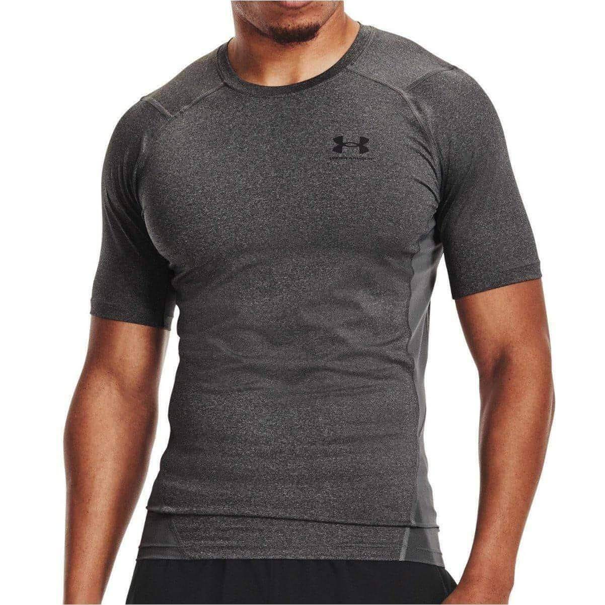 Under Armour HeatGear Armour Mens Compression Top Grey Short Sleeve Gym T-Shirt