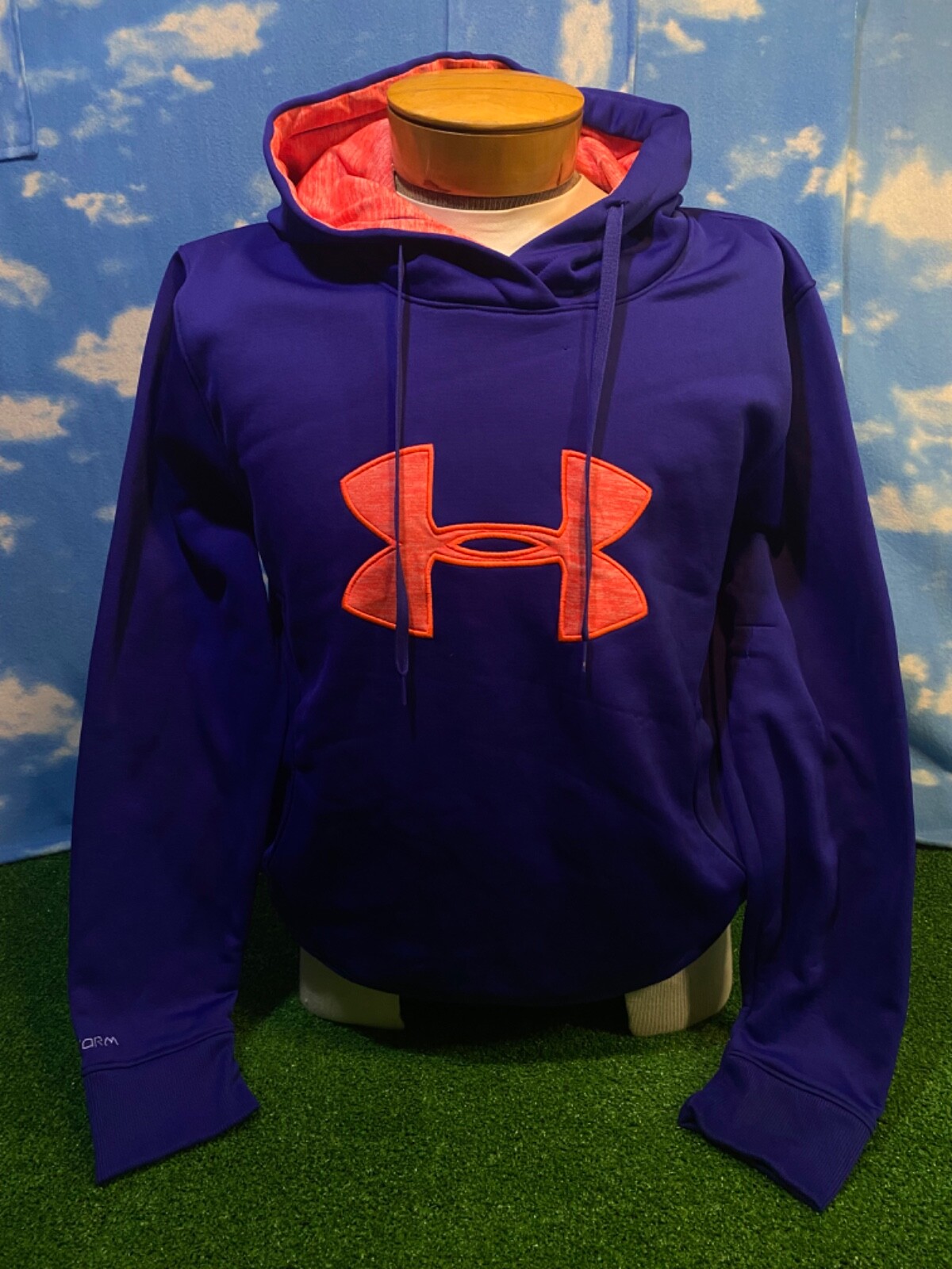 Under Armour Sweatshirt armor Hoodie Hooded Blue Salmon Sweater see desc. 4 S13