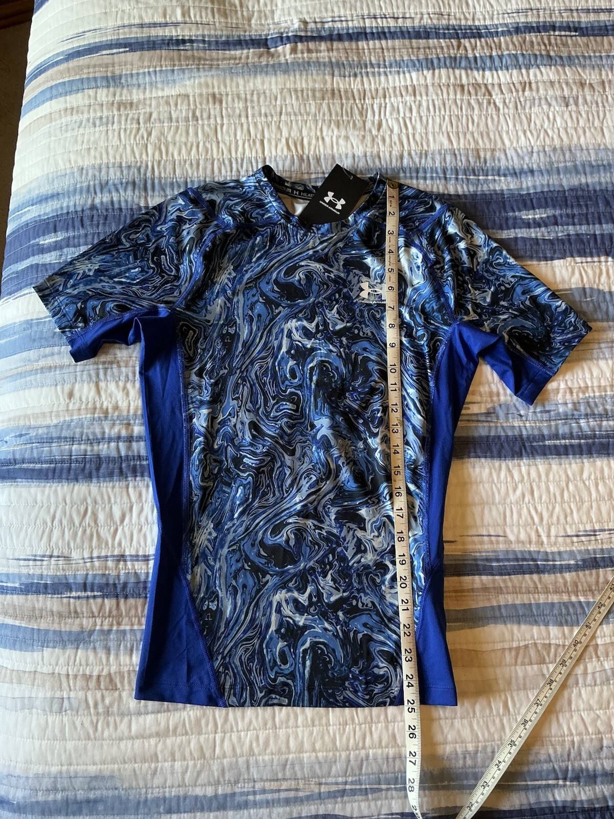 NEW Under Armour Men’s Short Sleeve Blue HeatGear Compression Shirt Size Medium