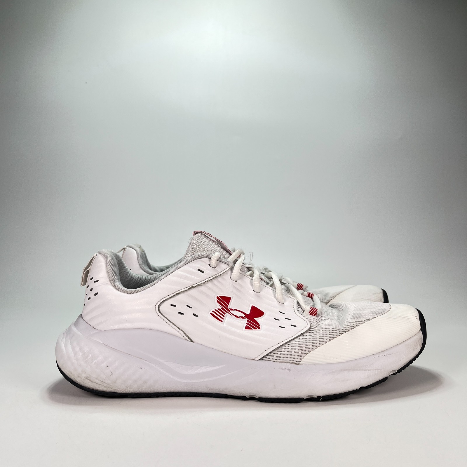 Under Armour Charged Commit TR4 White Red Training Shoes 3026017-103 Men Sz 12.5