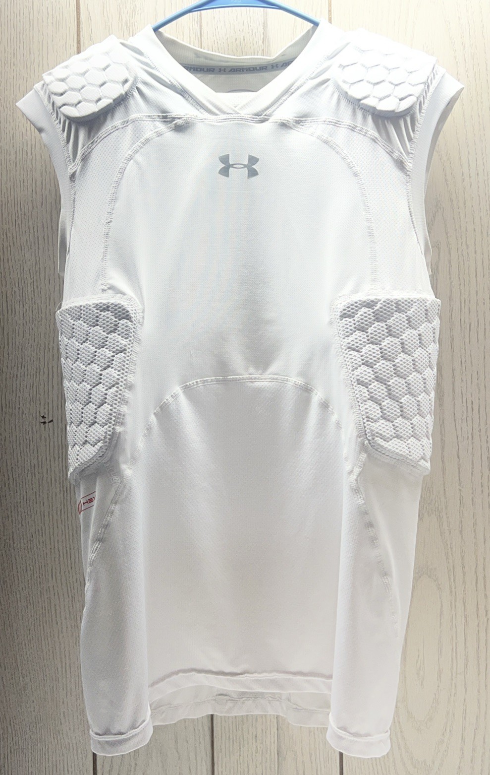 Under Armour Men Activewear Top M White Heatgear Padded Compression Shirt Logo