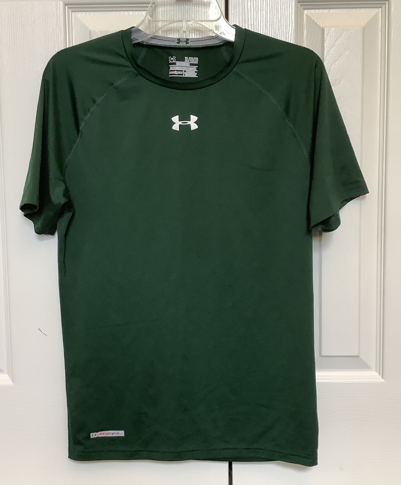 Under Armour Compression Shirt Green And Gray Short Sleeves Heat Gear Mens XL