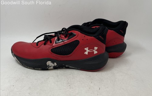 Under Armour Unisex Lockdown 6 3025616-600 Black Red Sneakers Shoes Sz M11.5 W13