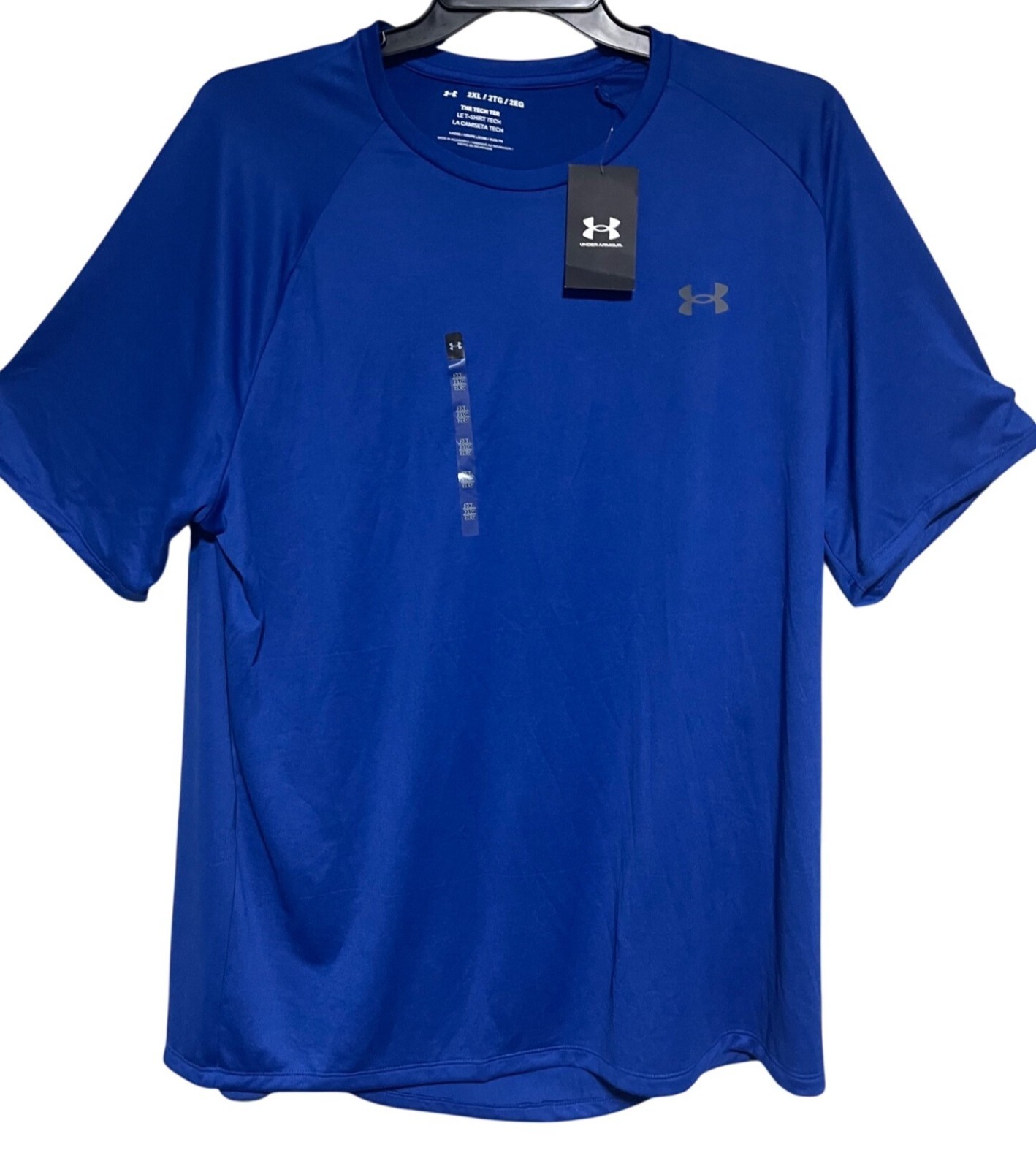 Under Armour Mens UA Tech 2.0 Short Sleeve Shirt Loose Fit Blue Tee 2XL