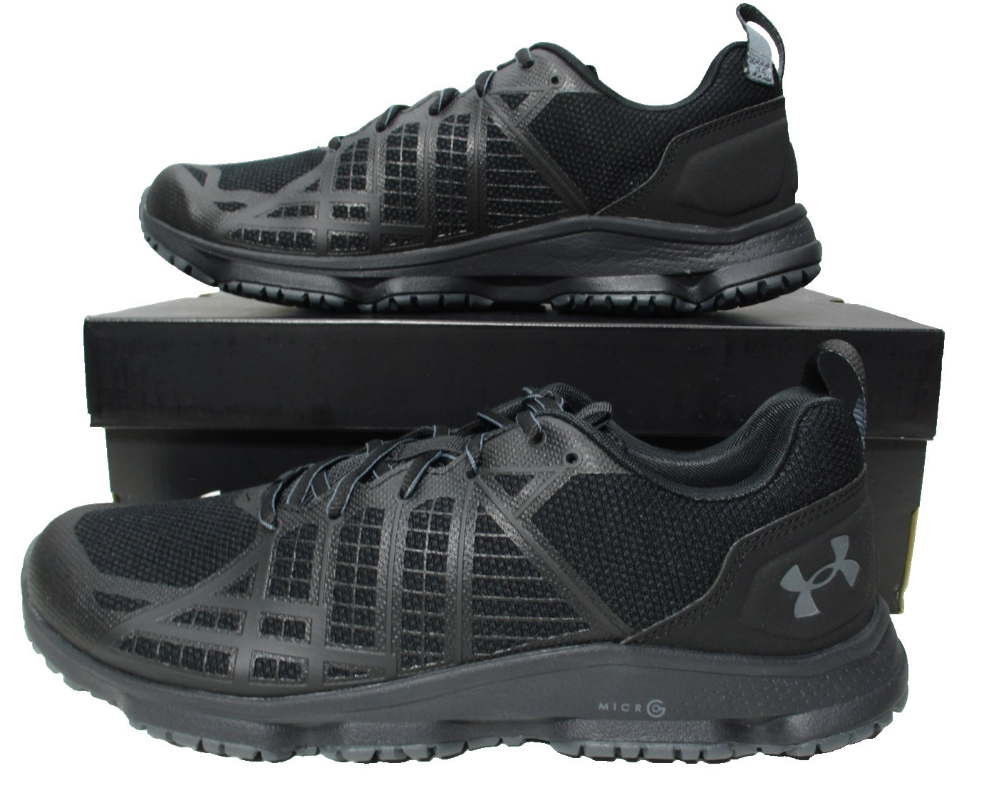 Under Armour Black UA MG Strikefast Tactical Trail Hiking Run Shoes Mens Sz 10