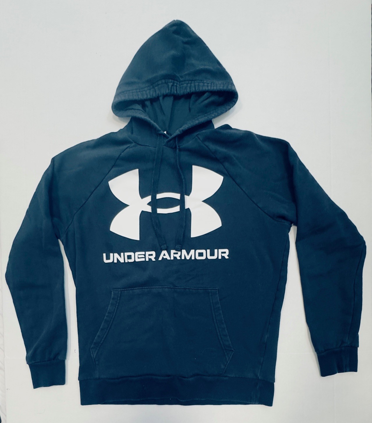 Under Armour Men Fleece Big Logo Pullover Hoodie Size M Loose Black (UA005B6)