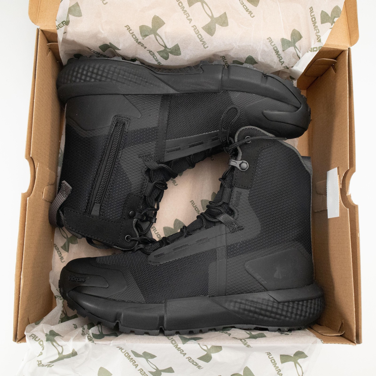 Under Armour Boots Mens Size 7 Black Charged Valsetz Zip Tactical Work Vibram