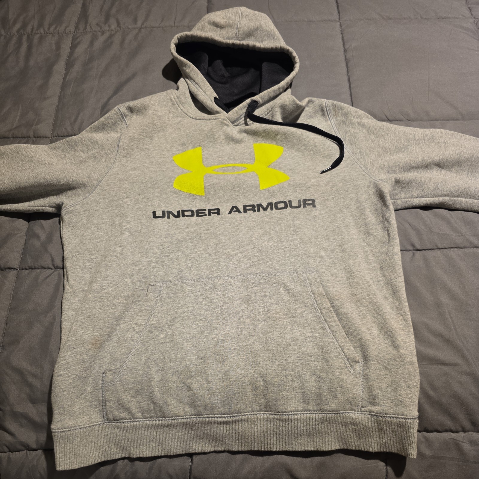 UNDER ARMOUR COLDGEAR FITTED HOODIE HOODED SWEATSHIRT Sz Mens L Gray