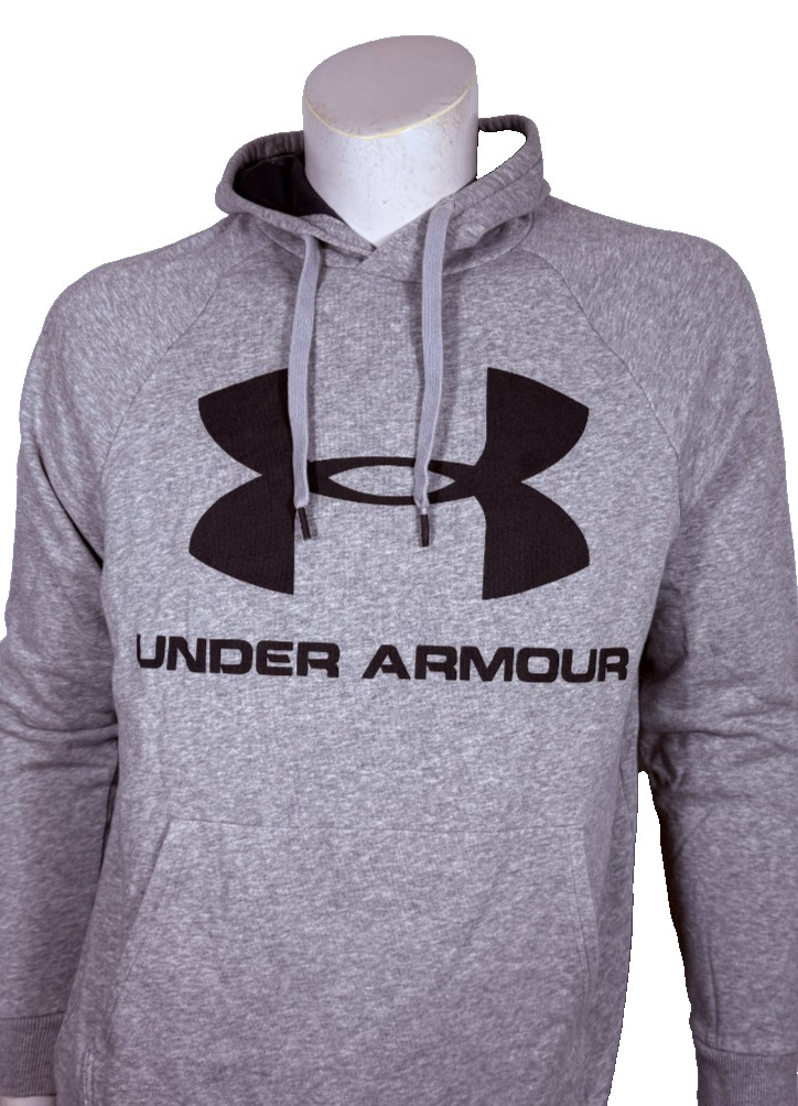 Under Armour Gray Fleece Sweatshirt Hoodie Size Medium, Drawstring Hood Pullover