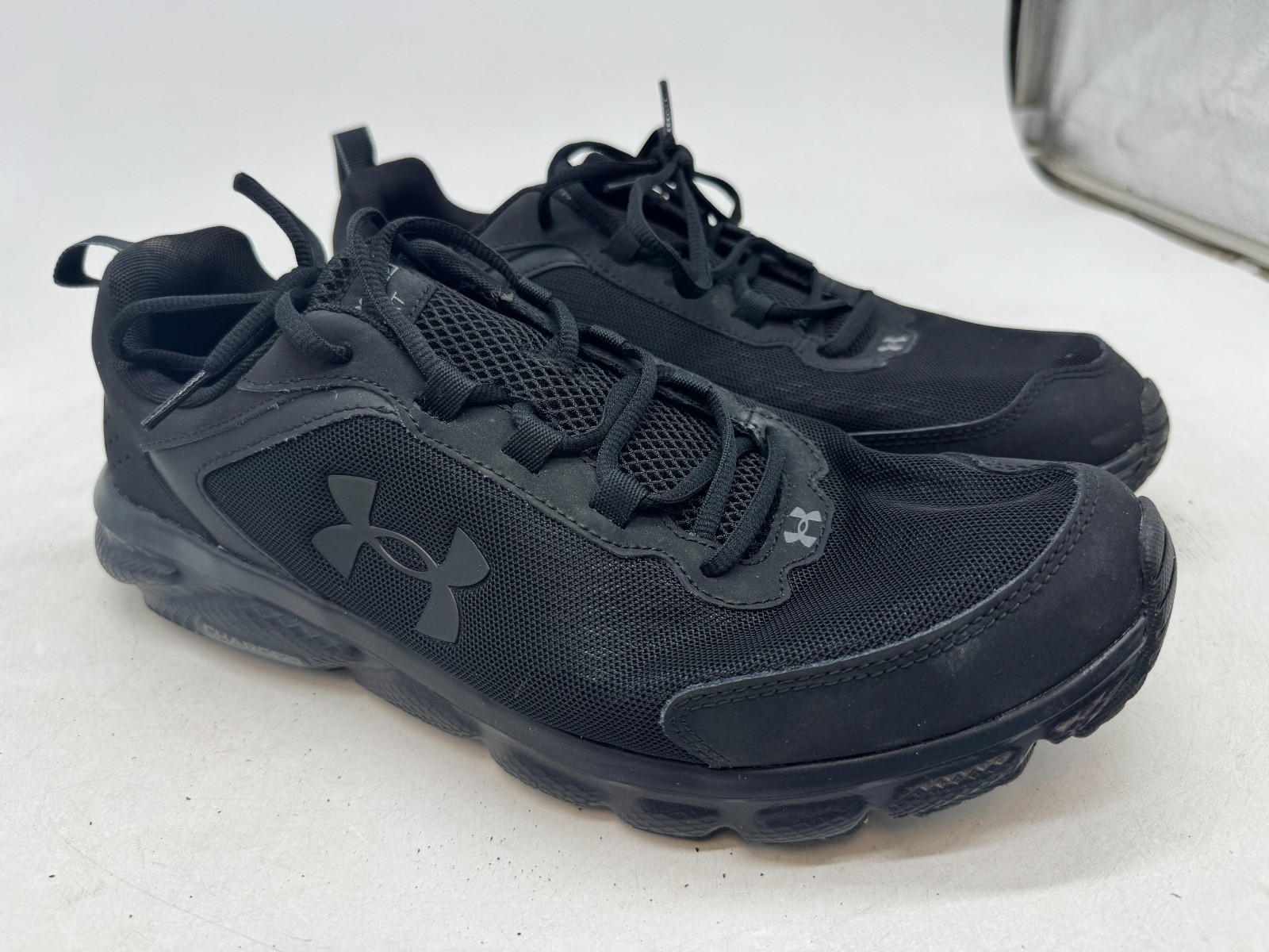 Under Armour Charged Assert 9 Athletic Running Sneaker Men’s Black Lace-Up – 14