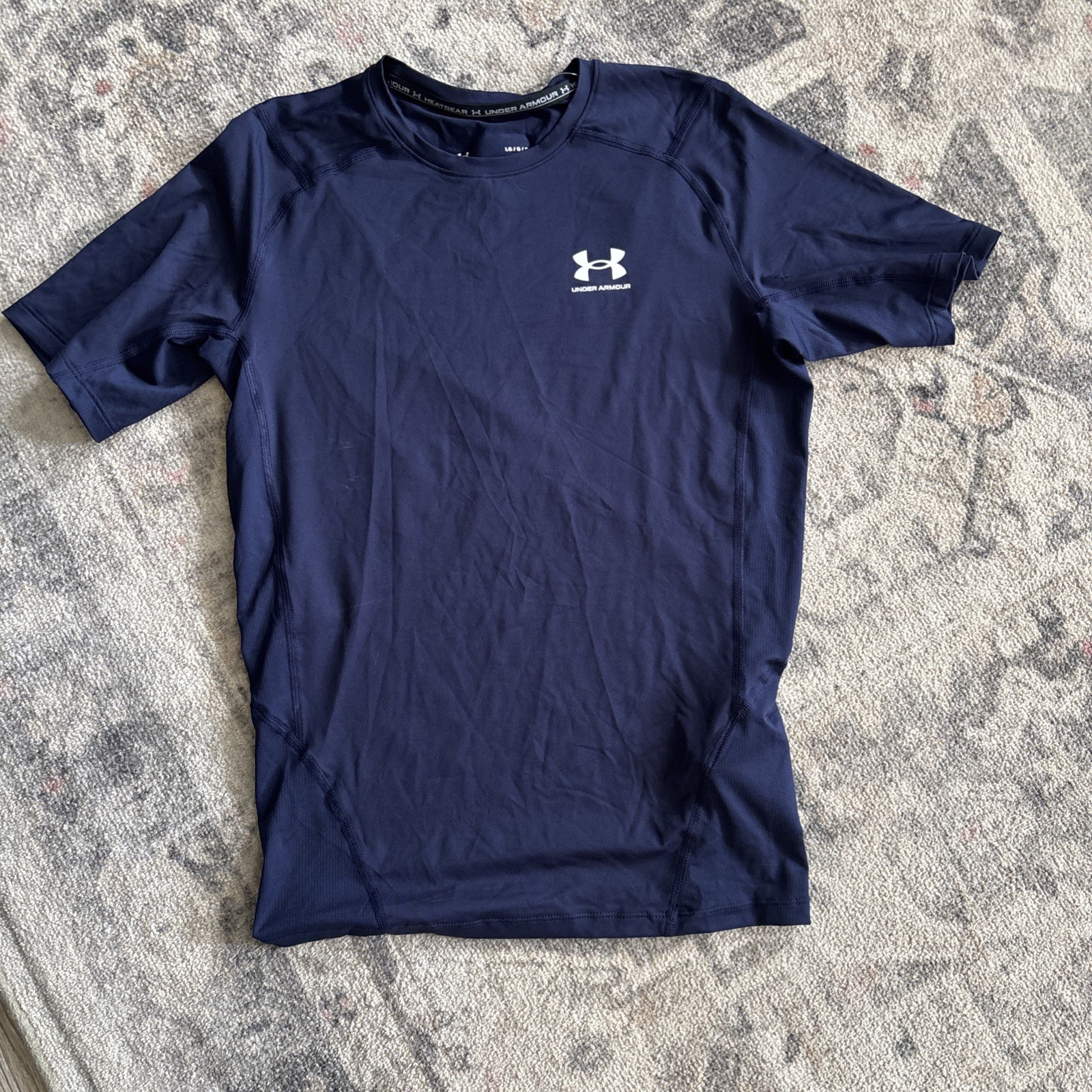 Under Armour Heatgear Compression Navy Blue Short Sleeve T-Shirt Mens Size Large