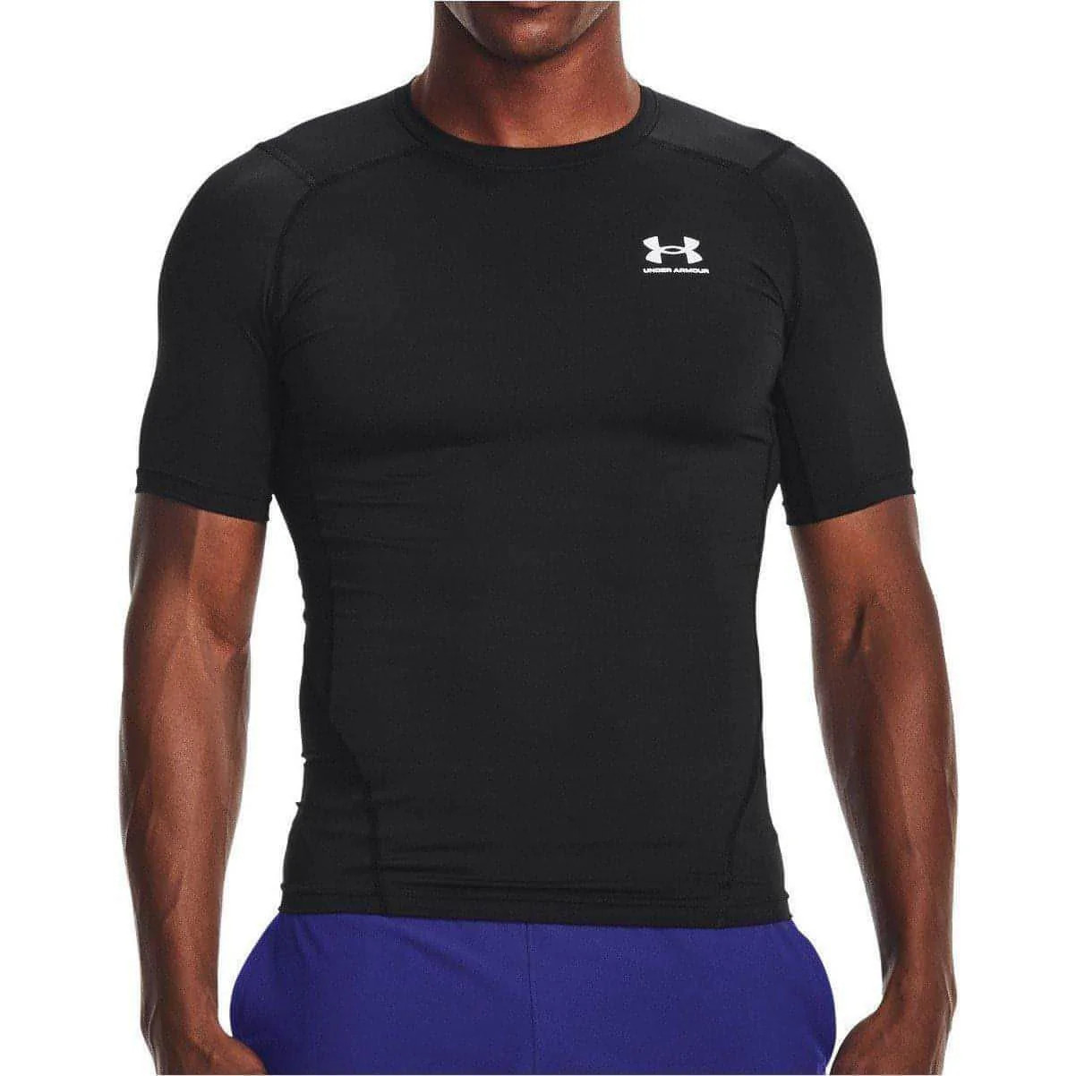 Under Armour HeatGear Armour Mens Compression Top Black Short Sleeve Gym T-Shirt