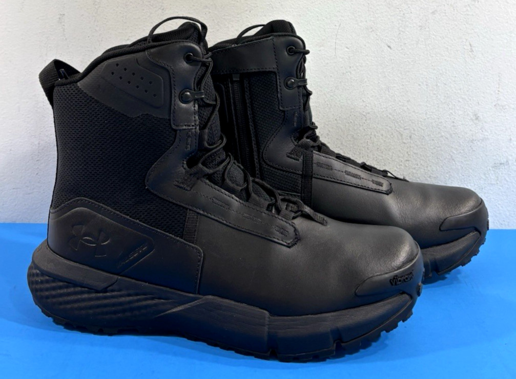 EUC 10.5 E UNDER ARMOUR MENS CHARGED VALSETZ 8″ WATERPROOF ZIP BOOTS 3027679 BK