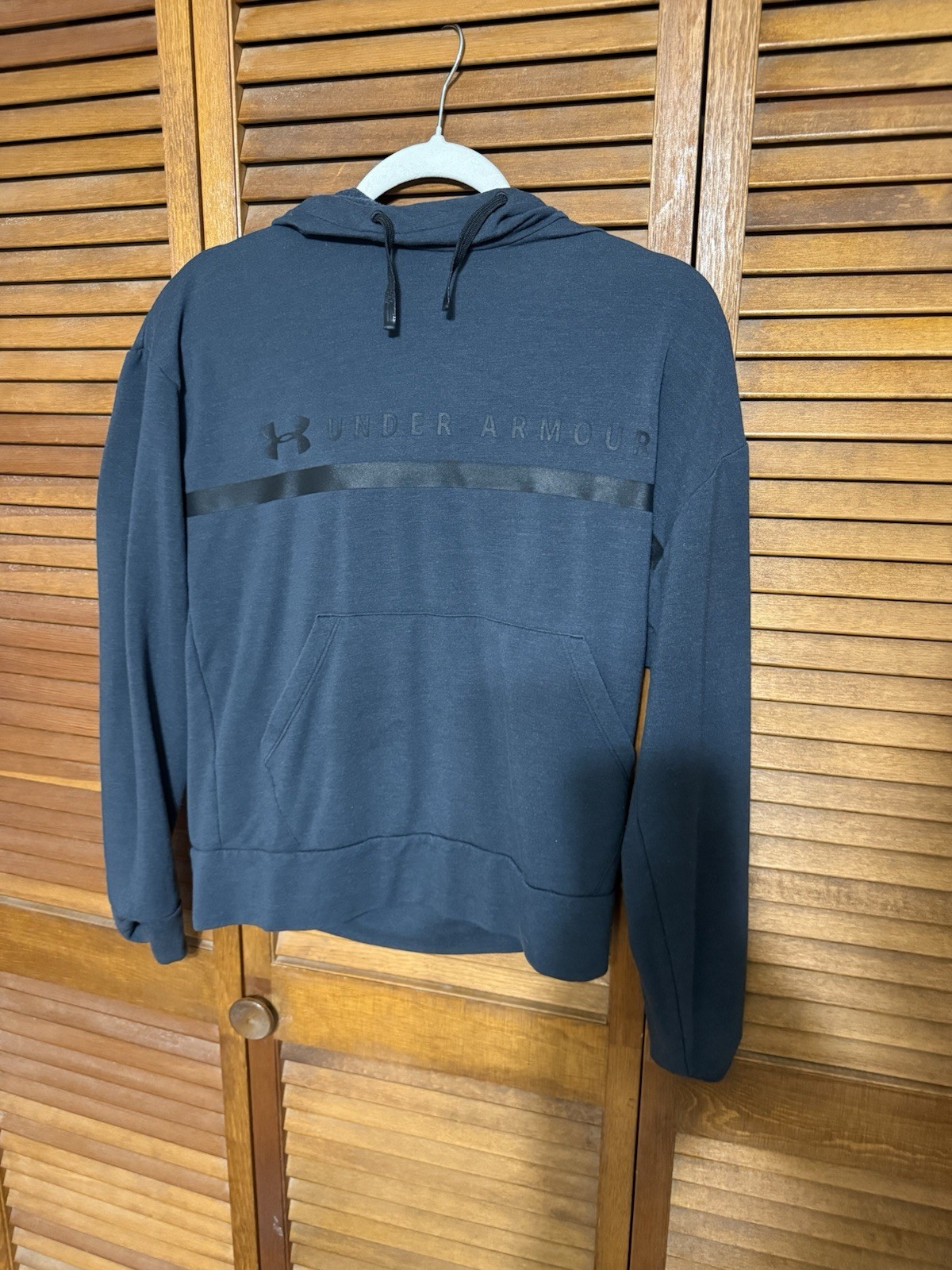 Under Armour Fitted Hoodie Blue S Fleece Pullover Hooded Logo Pockets