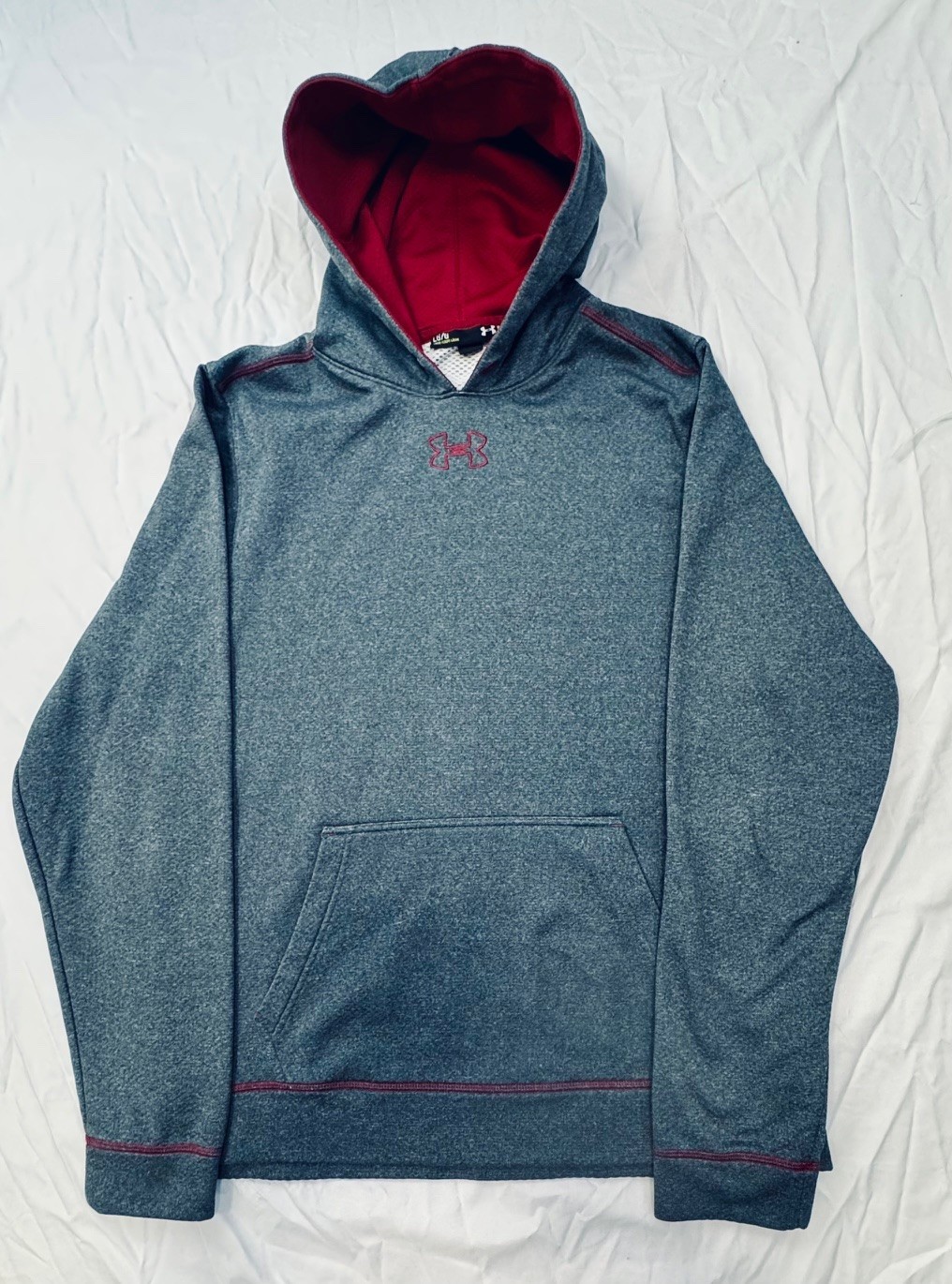 Under Armor Hoodie Pullover Sweatshirt  LG (UA001A9) Grey missing draw string.