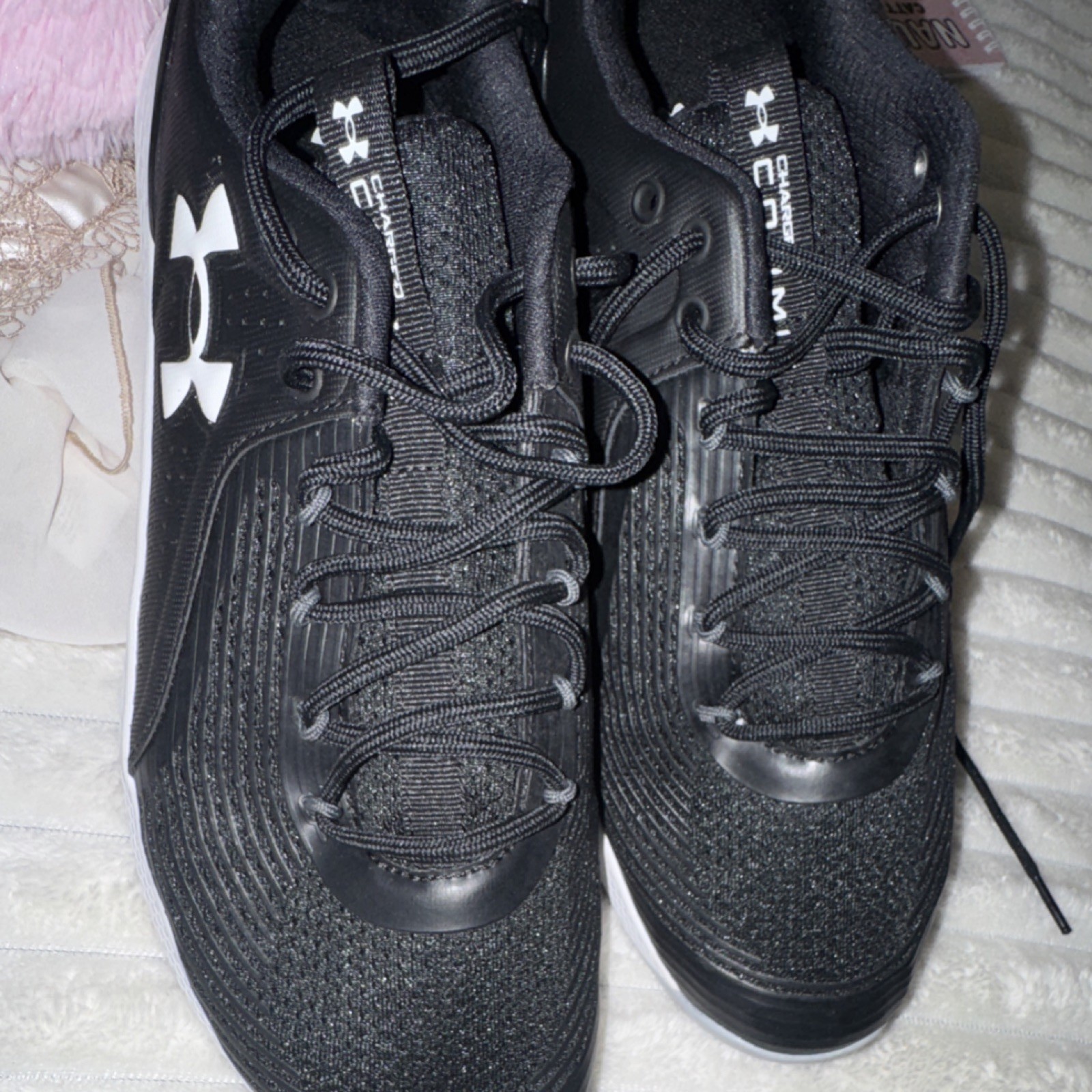 Under Armour Black White Lace Up Mesh Athletic Sneaker Sports