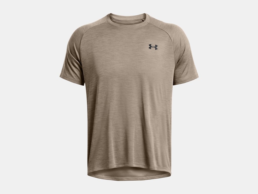 Under Armour Men’s Tech Textured T-Shirt – Taupe Dusk/Black