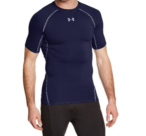 Under Armour Mens HeatGear Armour Short Sleeve Compression Shirt S Navy