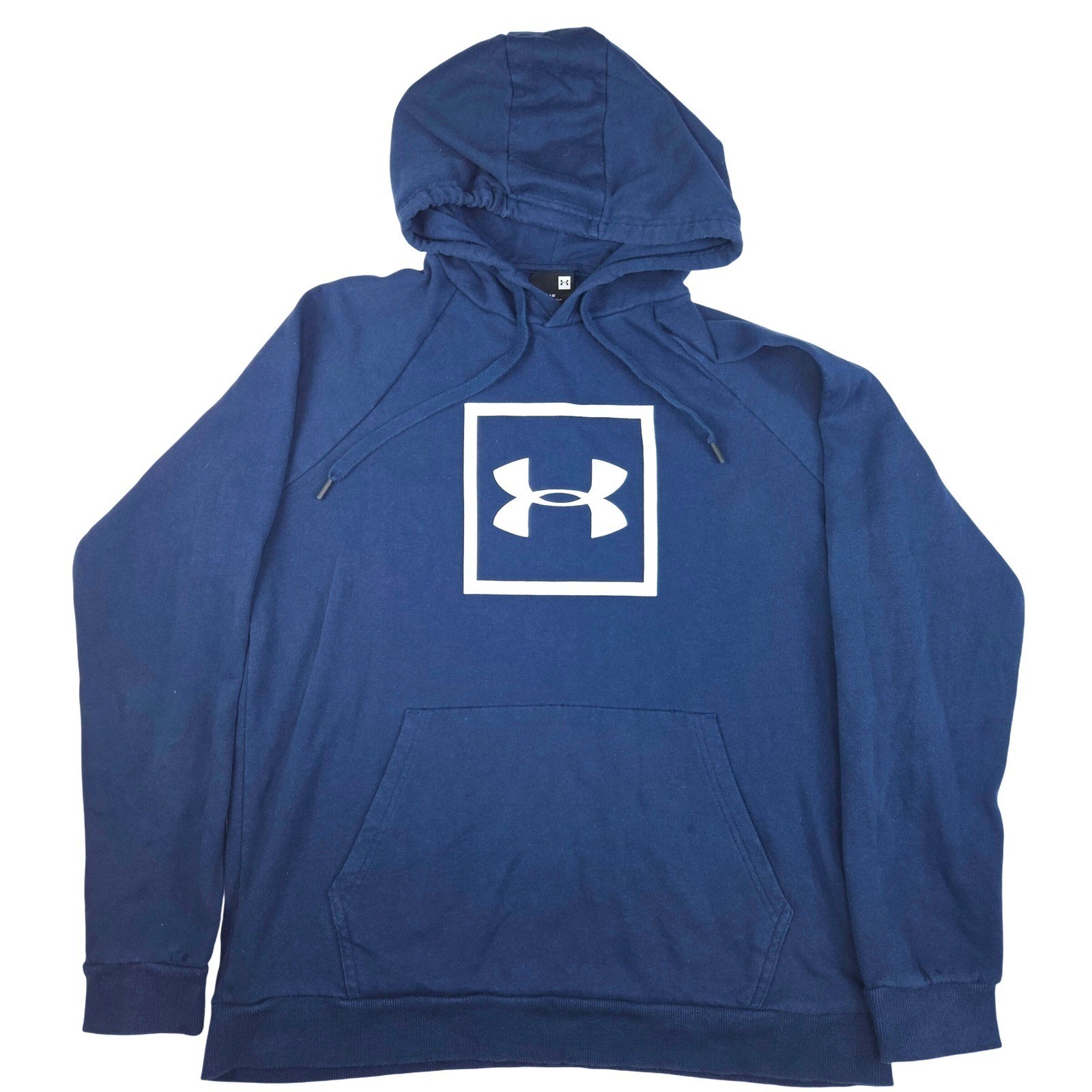 Under Armour Navy Blue Hoodie Sweatshirt Big Logo Size LG G