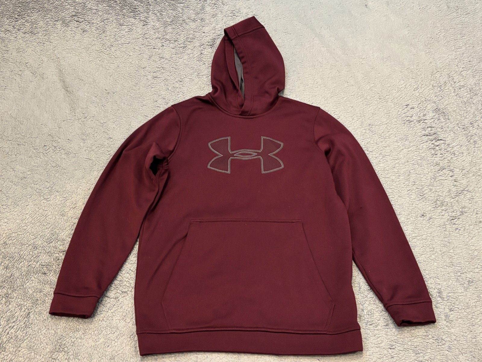 Under Armour Sweatshirt Men’s Small Maroon Hoodie Cold Gear Big Logo 1329743