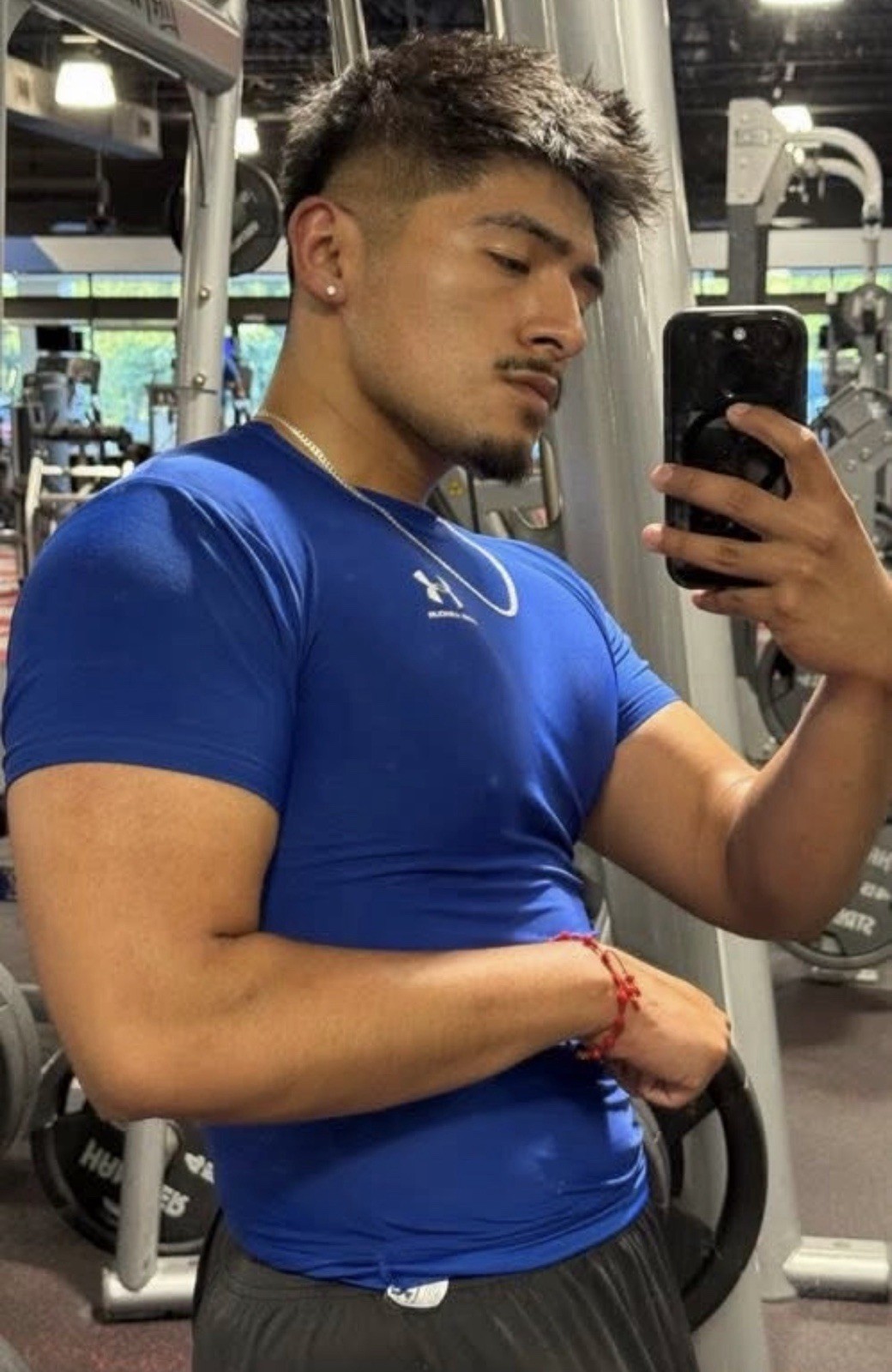 Mens Under Armour  Spandex Compression Shirt Blue Medium