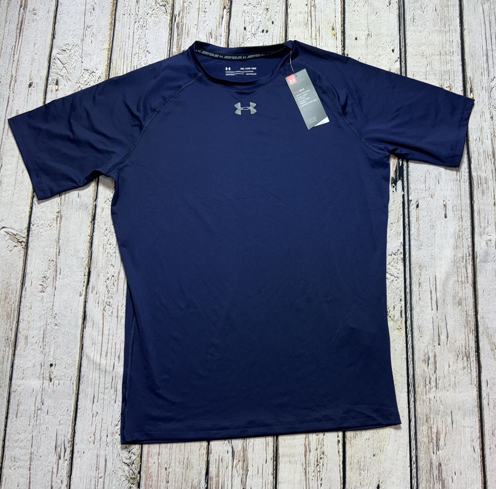 Under Armour 1296923 UA HeatGear Compression T-Shirt S/S Tee Navy Blue NWT