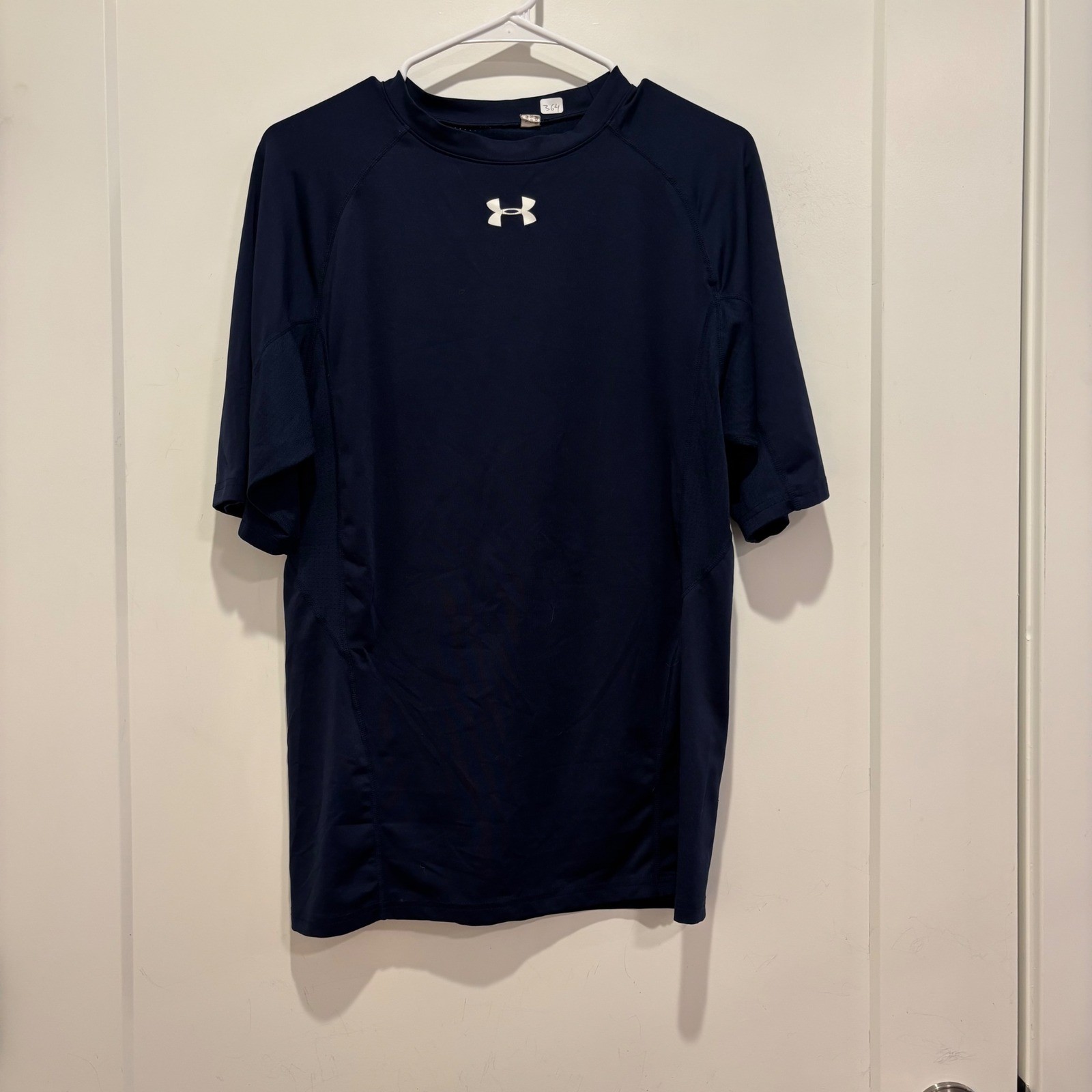 Under Armour Mens HeatGear Compression Shirt Navy Blue Short Sleeve Athletic L