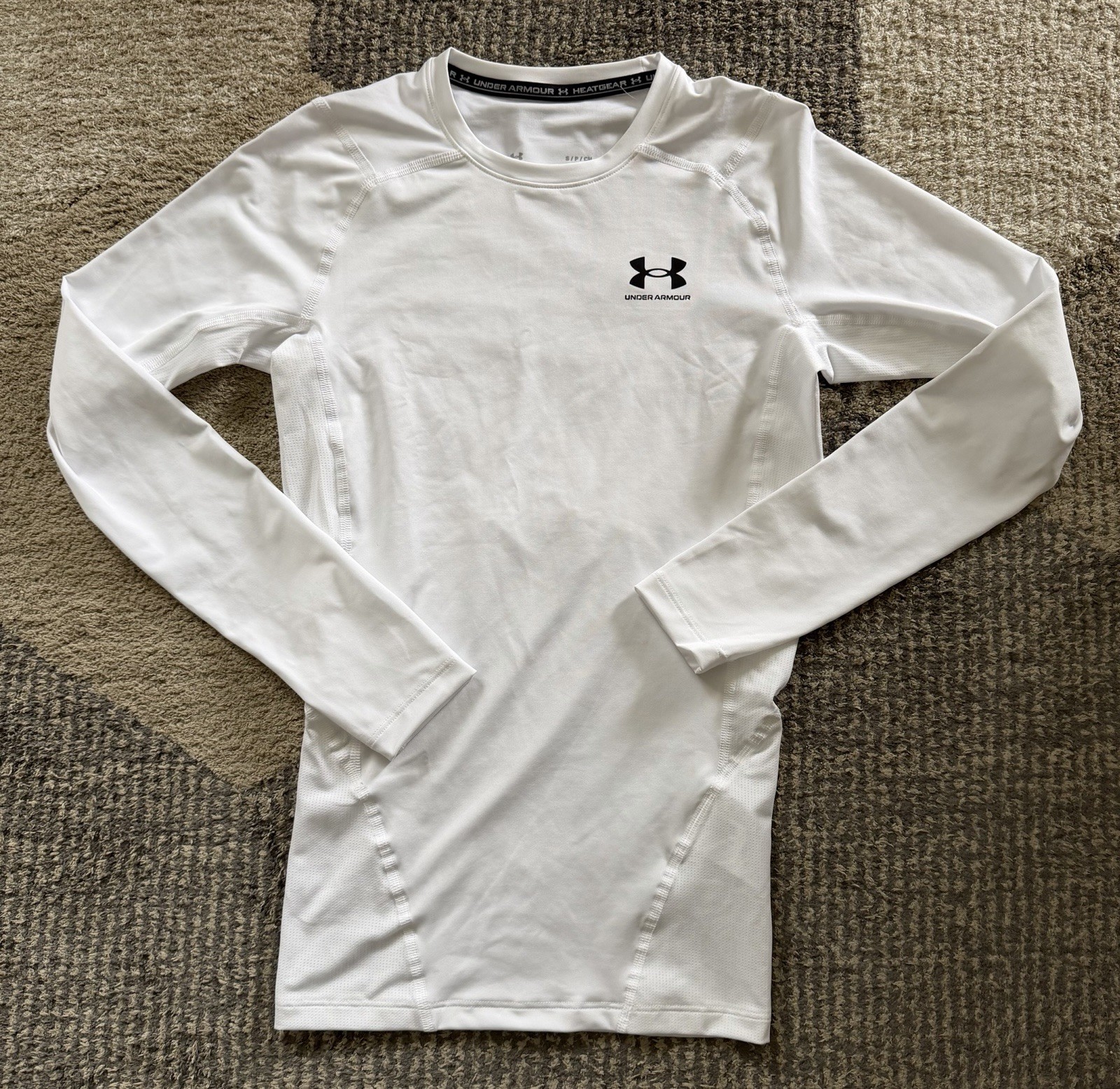 Men’s Under Armour Heat Gear Compression Long Sleeve Shirt White Sz Small NWOT