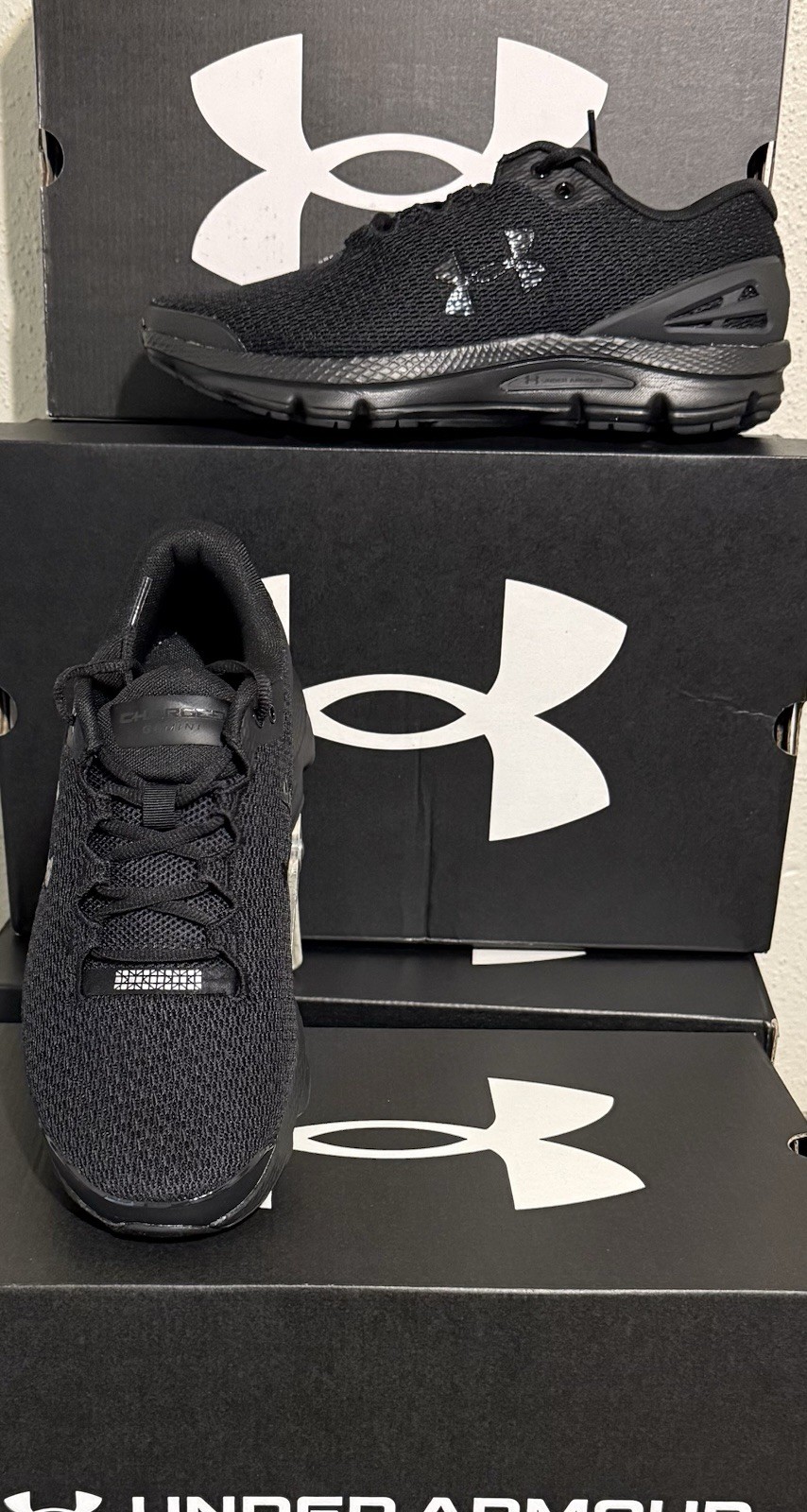 Under Armour Men UA Charged Gemini Running Shoe 3026501 002 ALL Black NEW W/ BOX