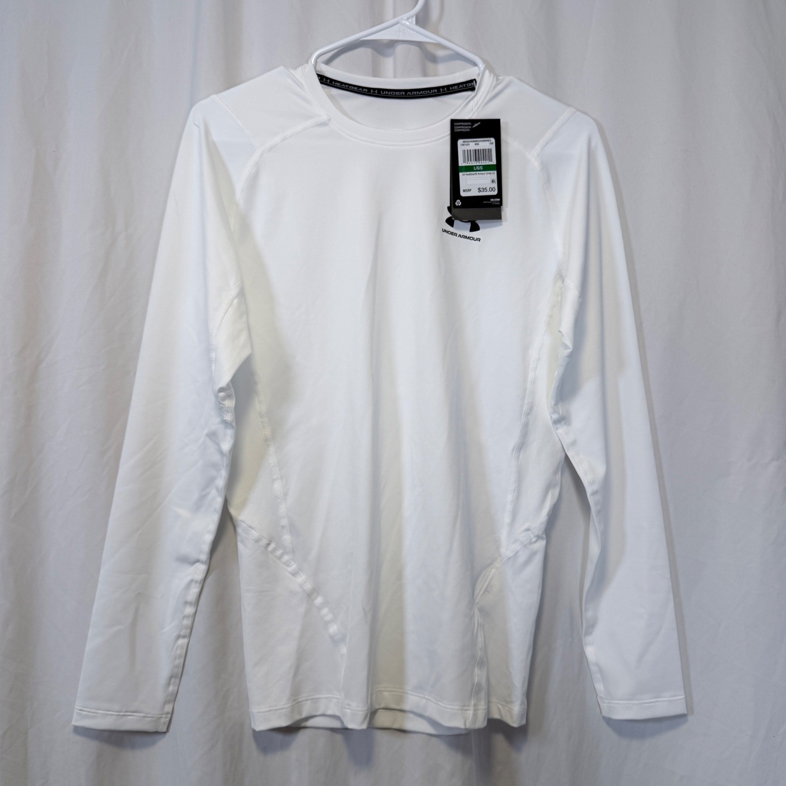 Under Armour HeatGear Armour Compression LS Shirt White 1361524 Mens Large