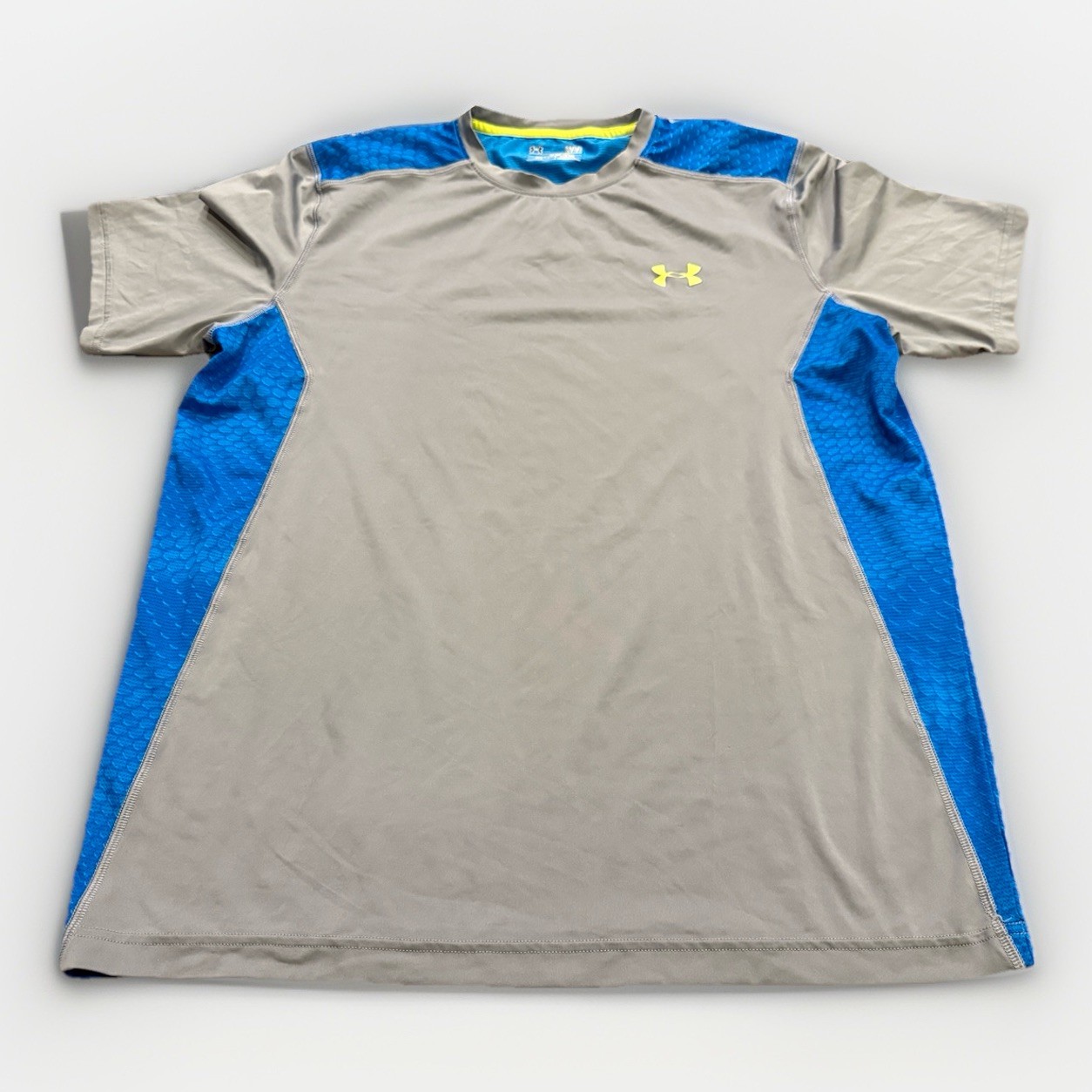 Under Armour Mens Gray Blue Compression Heat Gear Short Sleeve Shirt Size L