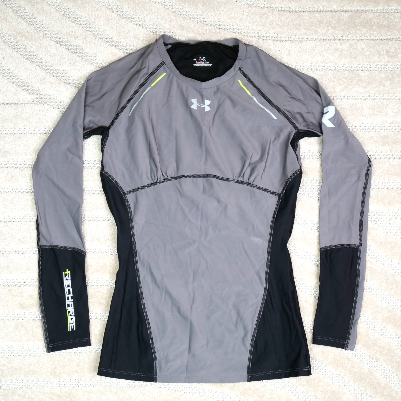 Under Armour Compression Energy Shirt Mens Large Gray HeatGear Recharge Athletic