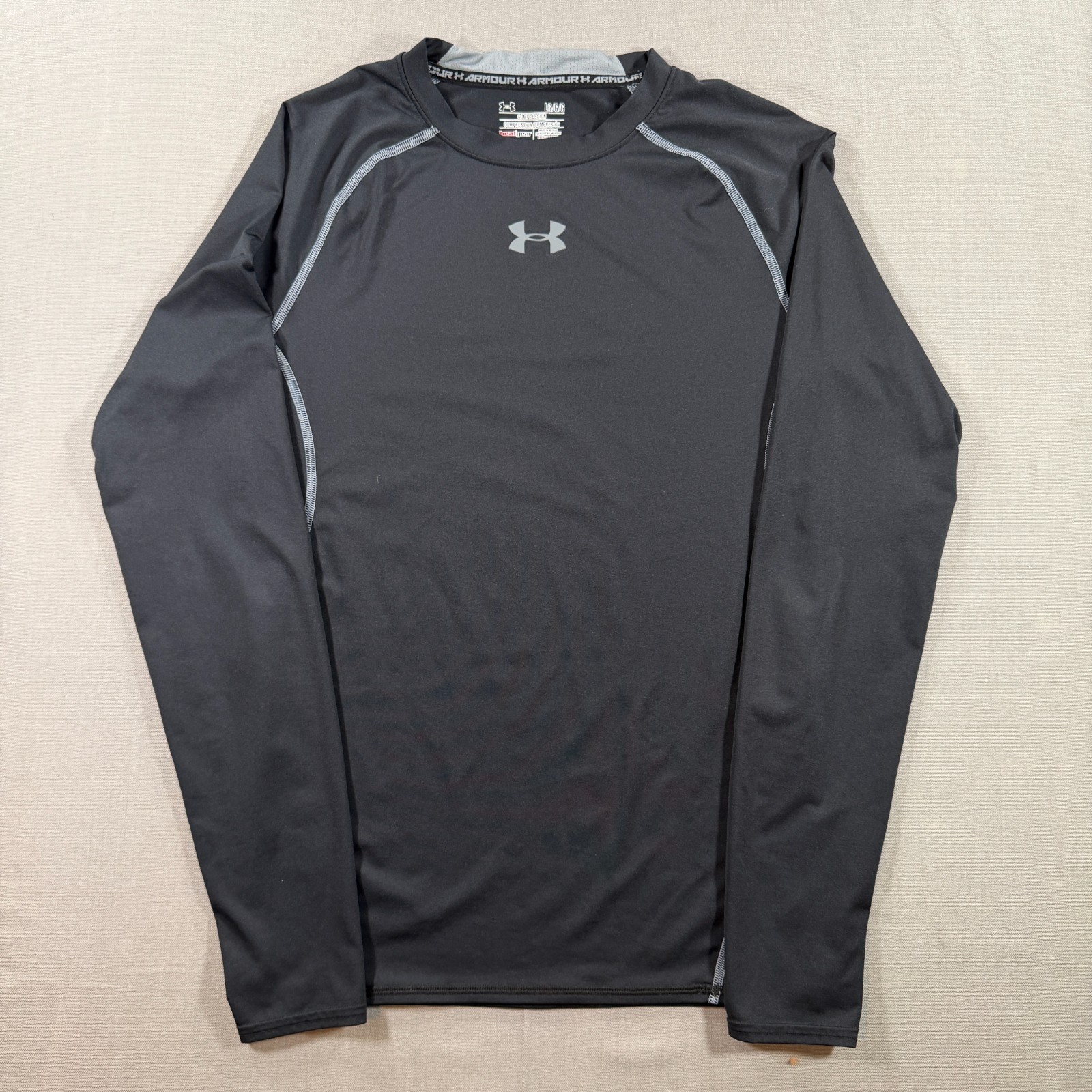 Under Armour UA HeatGear Compression Shirt Mens Large Black Long Sleeve 1257471