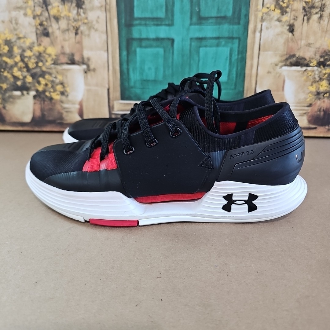 Under Armour Speedform Amp 2.0 Black Red Athletic Running Shoes Trainer Mens 7