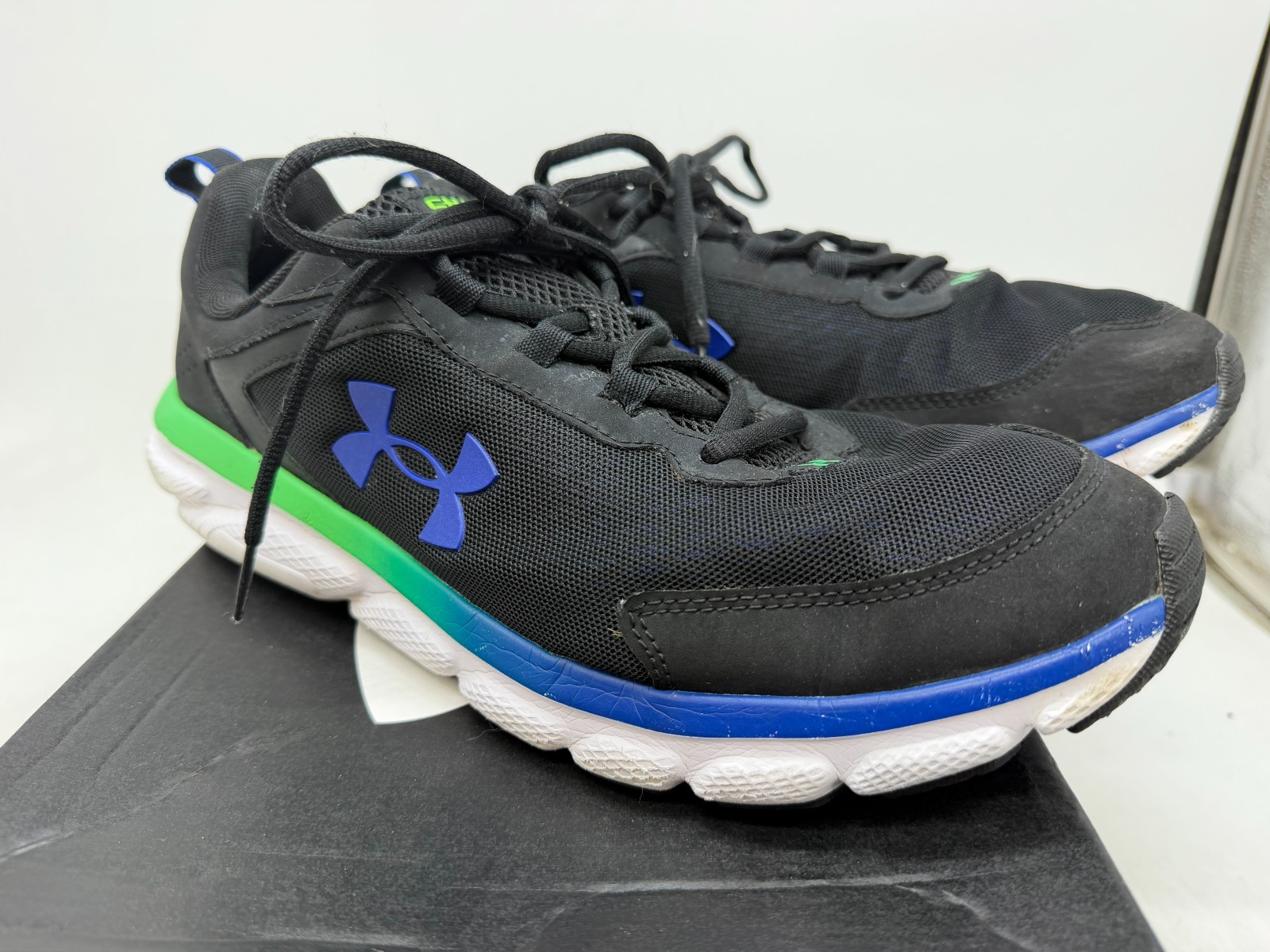 Under Armour Charged Assert 9 Running Shoes Men Black Mesh Lace-Up Sneakers – 13