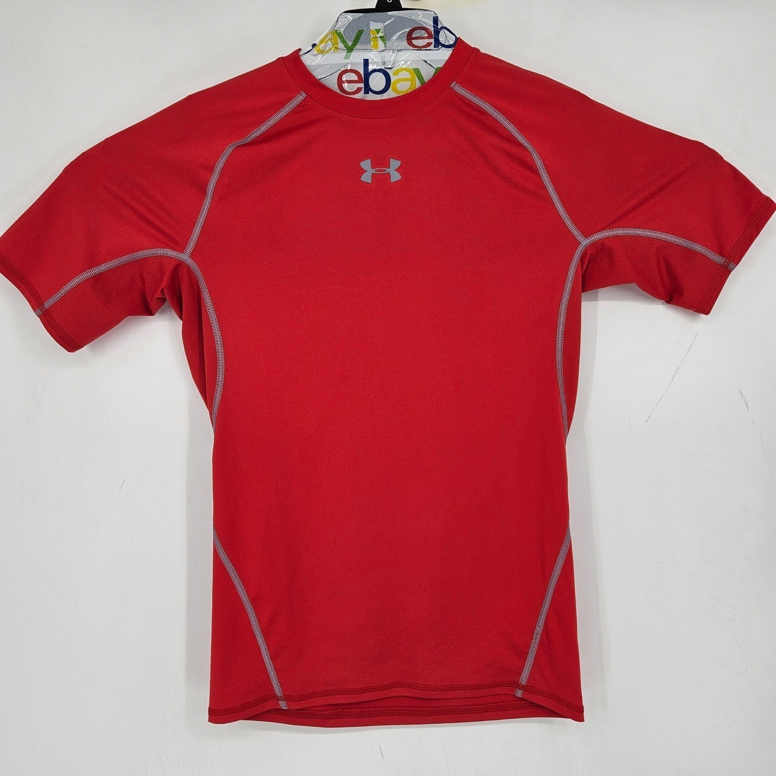 Under Armour Compression Shirt Mens Large Red Heatgear Short Sleeve Sports